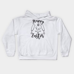 Happy Easter Bunny Rabbit Face Funny Easter Day Women Girls black Kids Hoodie